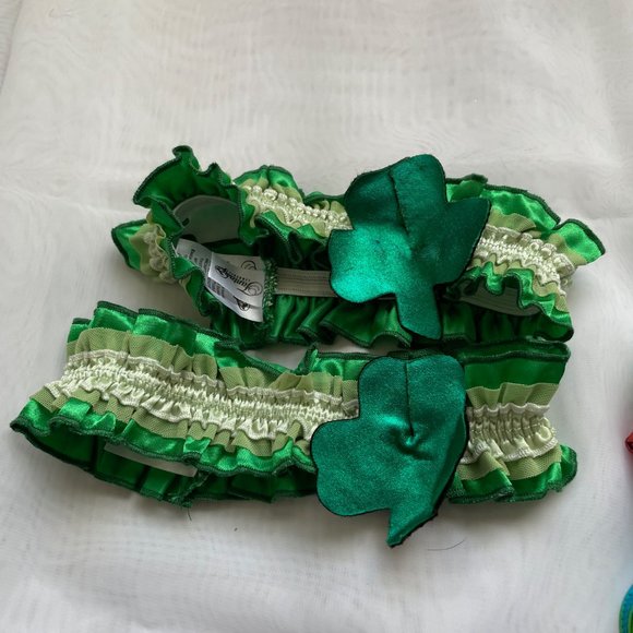 Metallic Gold & Metallic Silver  Festival Leg Wraps,  and Shamrock Garters ,NWOT - Picture 5 of 5